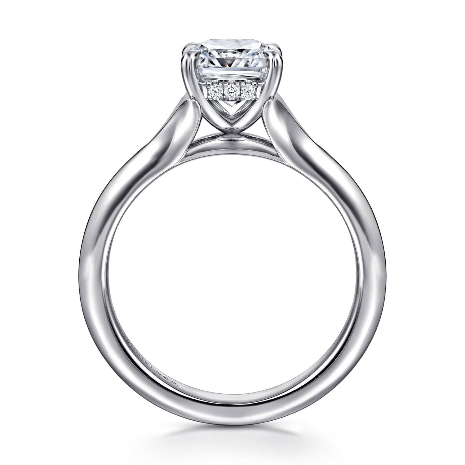 Cushion Split Foundation Diamond Engagement Ring in 14K White Gold, photograph 2