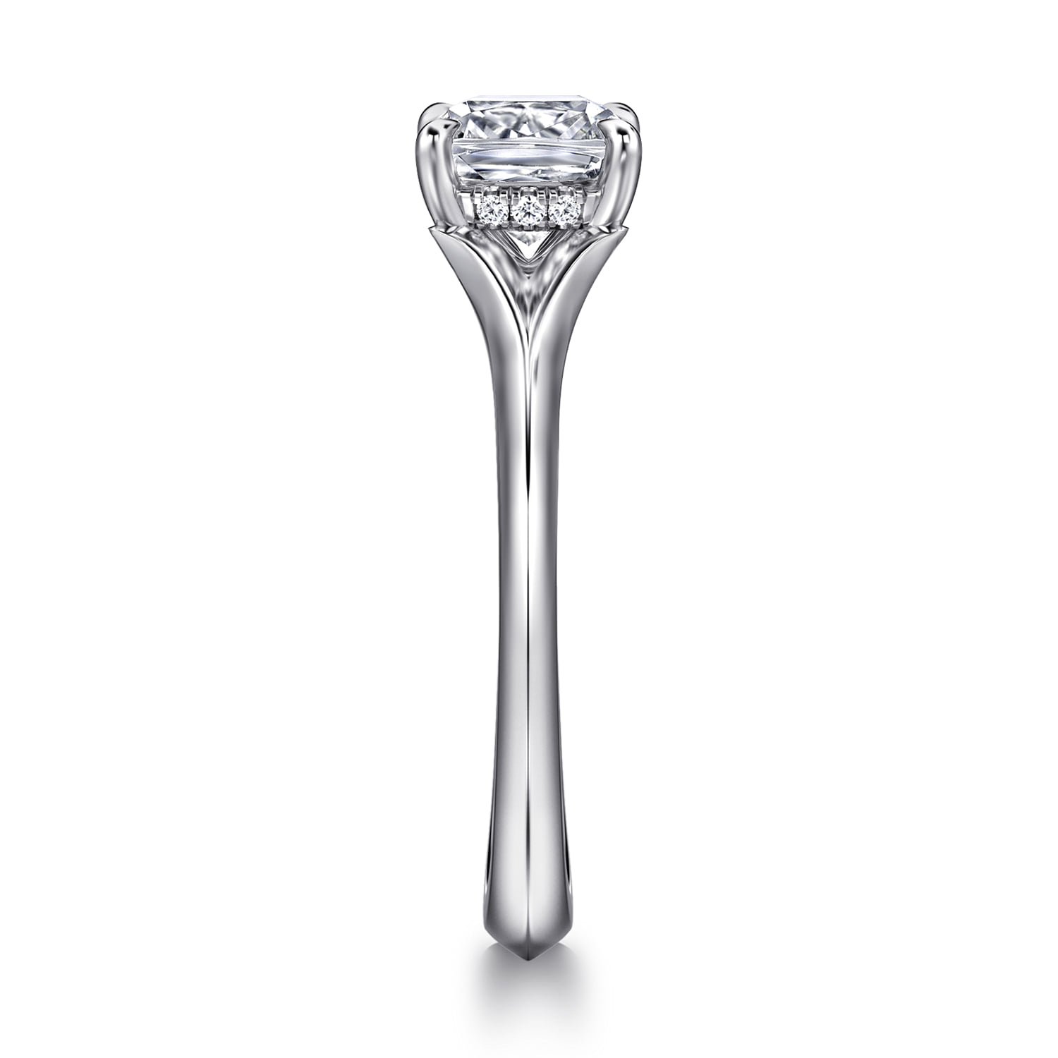 Cushion Split Foundation Diamond Engagement Ring in 14K White Gold, photograph 4