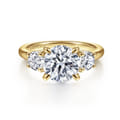 Sanaa - 14K Yellow Gold Round Three Stone Diamond Engagement Ring