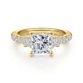 Alta - 14K Yellow Gold Princess Cut Three Stone Diamond Engagement Ring