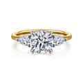 Sima - 14K White-Yellow Gold Round Three Stone Diamond Engagement Ring