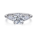 Sima - 14K White Gold Round Three Stone Diamond Engagement Ring