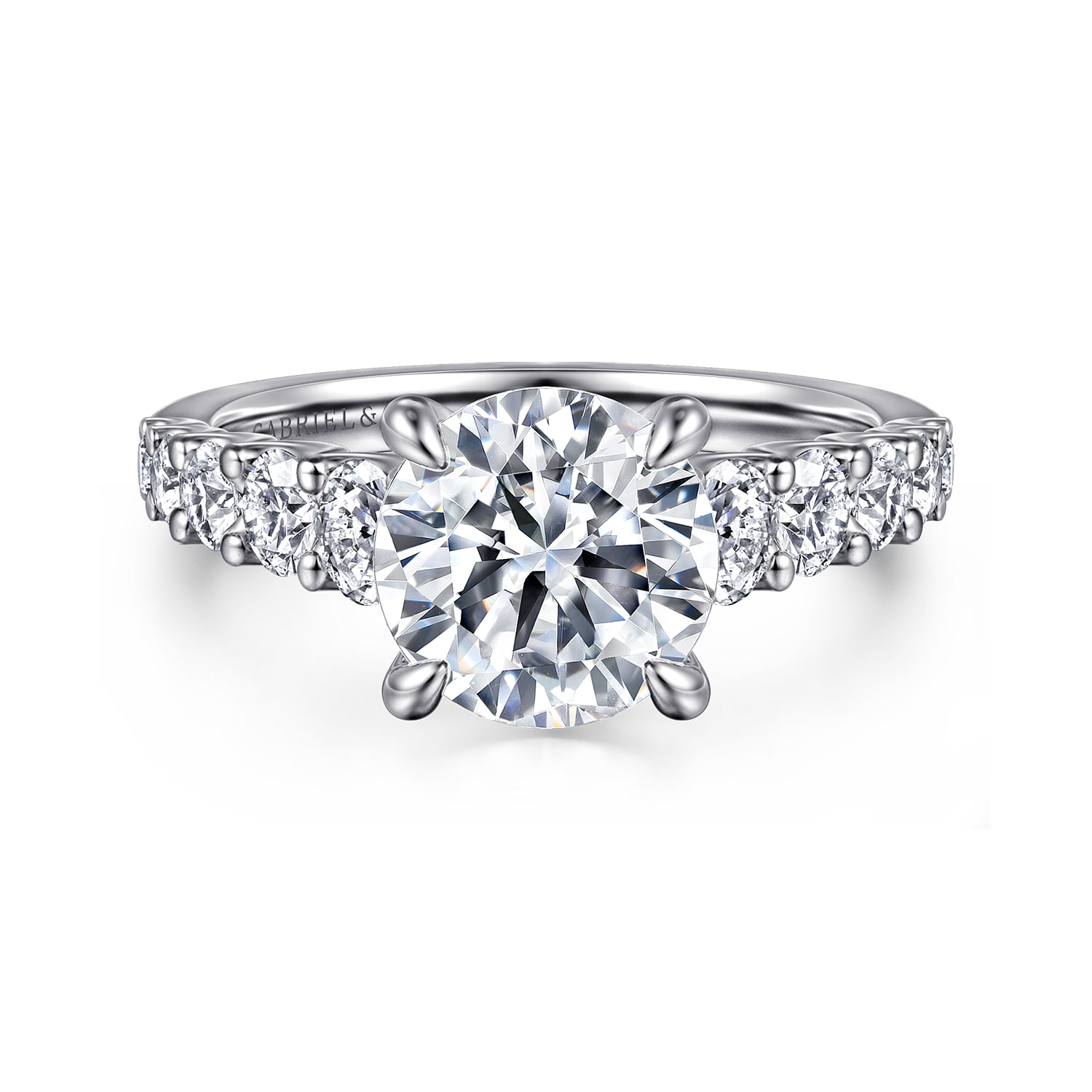 Round Diamond Engagement Ring in 14K White Gold