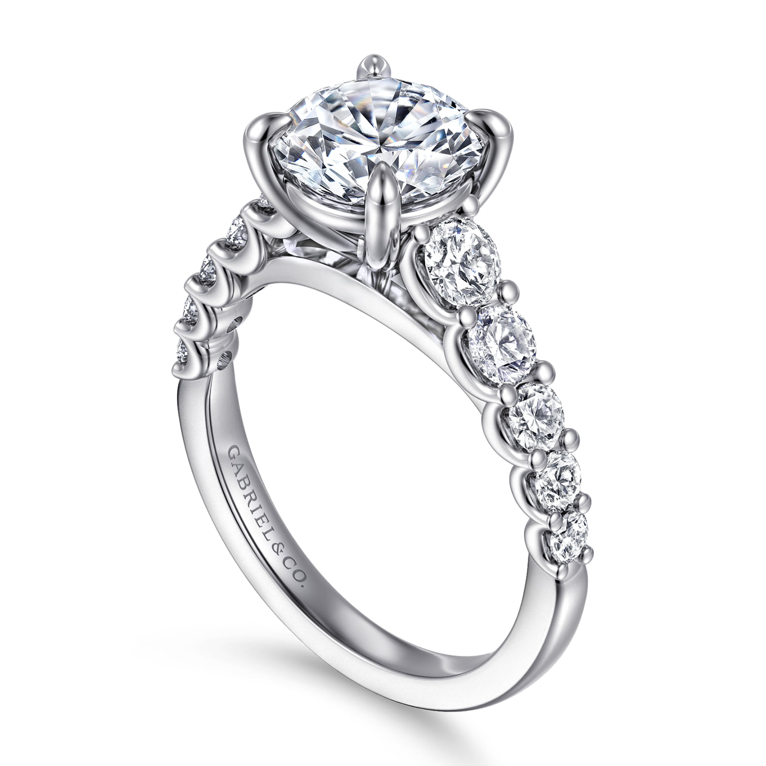 Round Diamond Engagement Ring in 14K White Gold, photograph 3