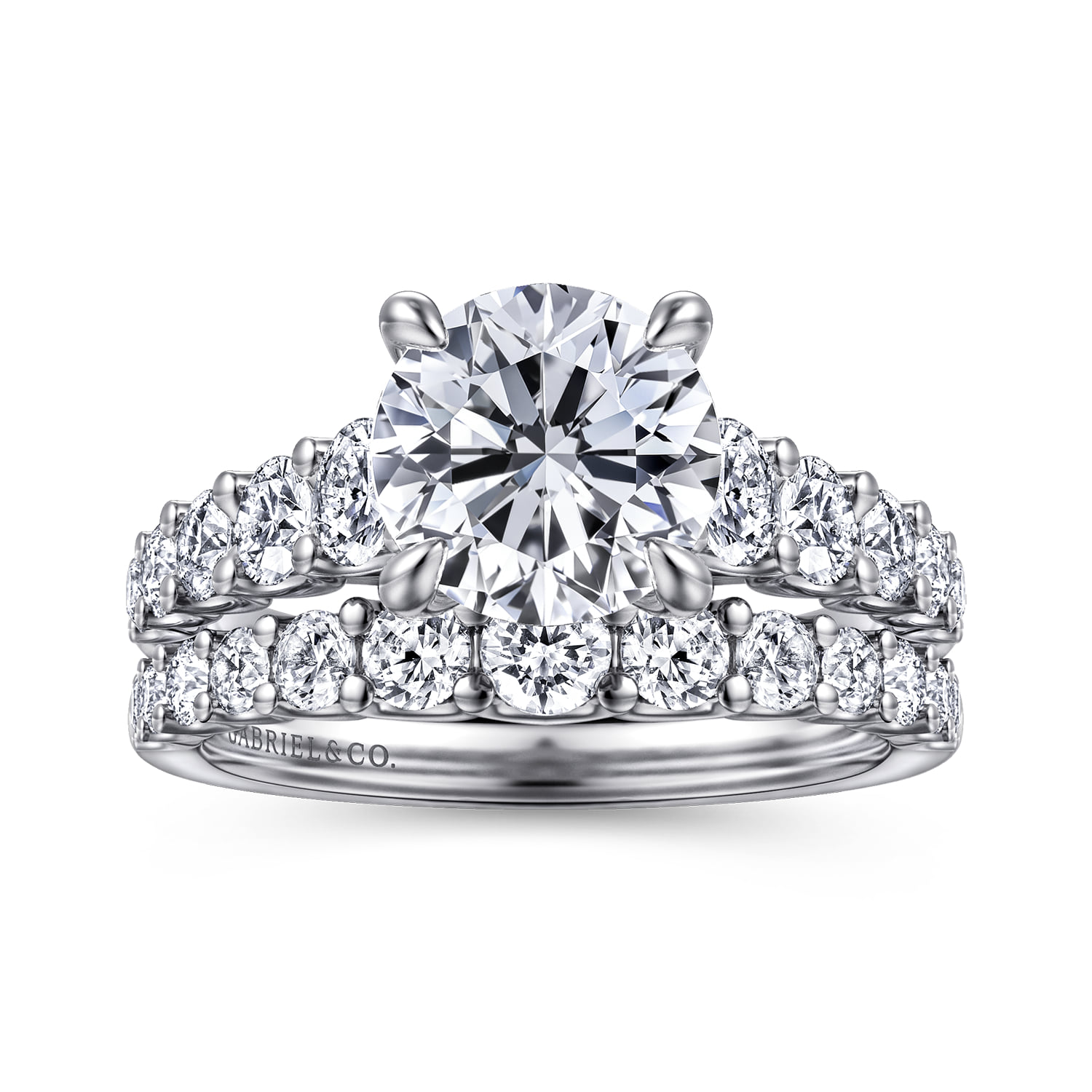 Round Diamond Engagement Ring in 14K White Gold, photograph 4