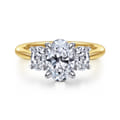 November - 14K White and Yellow Gold Oval Three Stone Diamond Engagement Ring