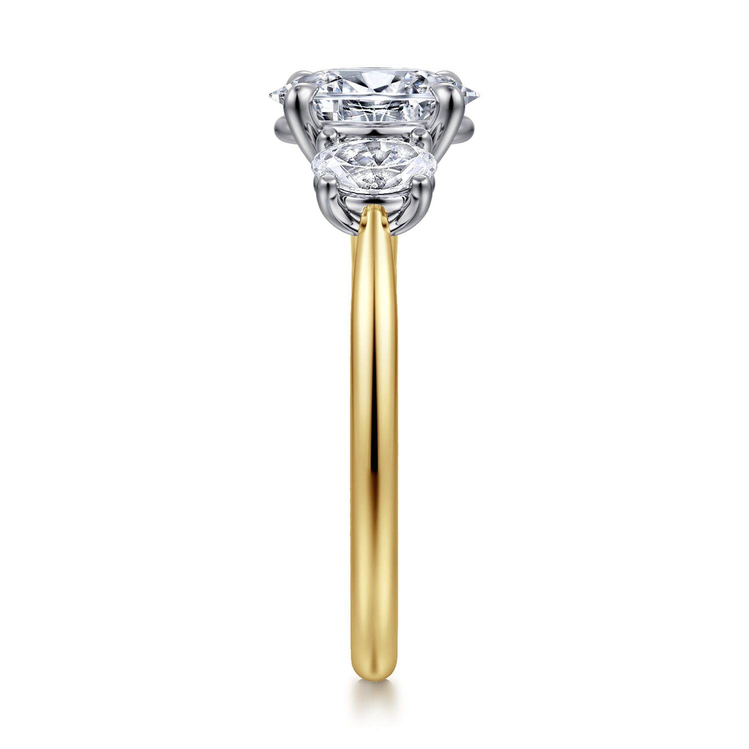 Oval Three Stone Diamond Engagement Ring in 14K White/Yellow Gold, photograph 5
