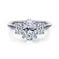 November - 14K White Gold Oval Three Stone Diamond Engagement Ring