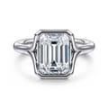 Agnes - 14K White Gold Emerald Cut Solitaire Diamond Engagement Ring
