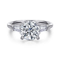 Louann - 14K White Gold Round Three Stone Diamond Engagement Ring