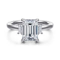 Alaminos - 14K White Gold Emerald Cut Three Stone Diamond Engagement Ring