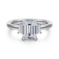 Alaminos - 14K White Gold Emerald Cut Three Stone Diamond Engagement Ring