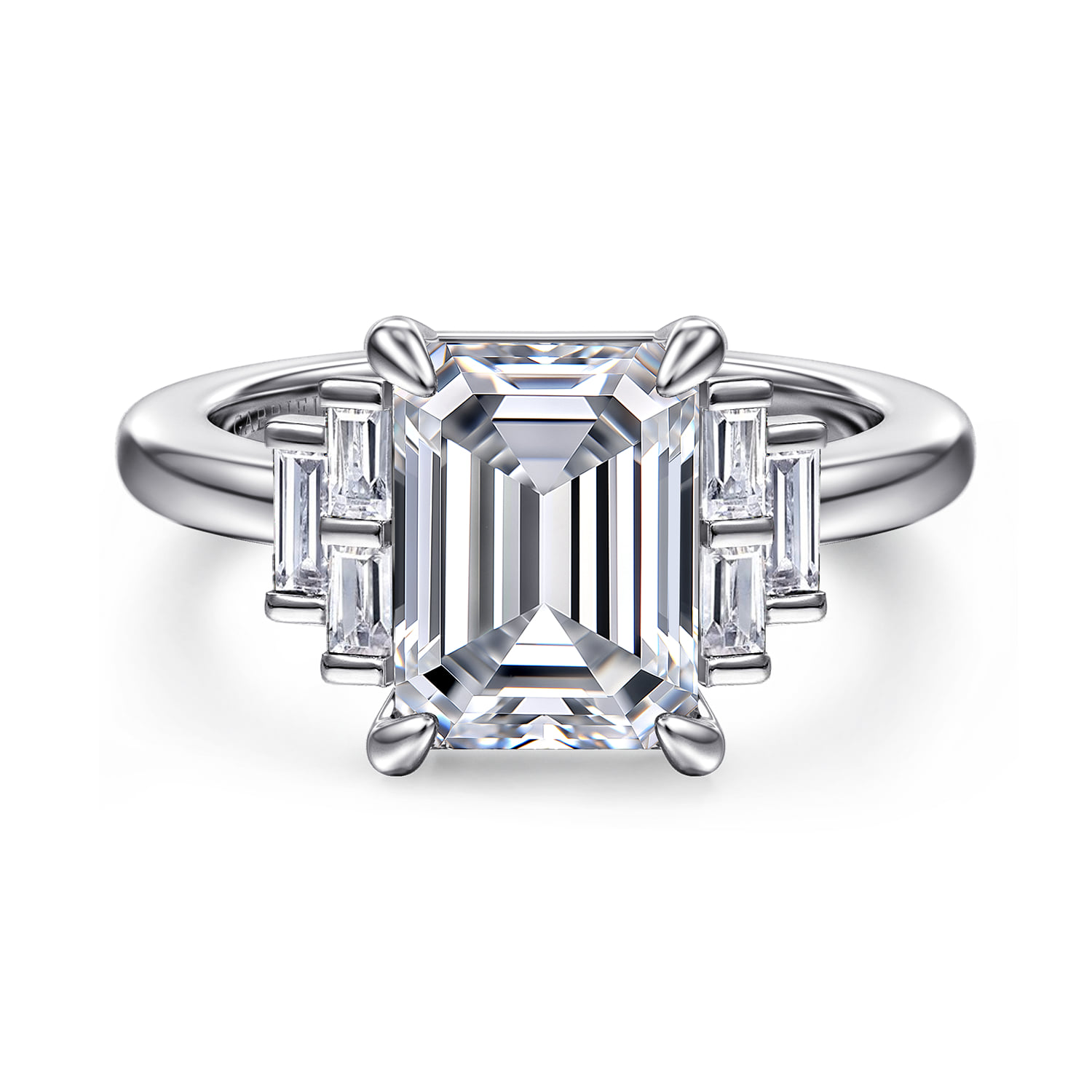 Emerald Diamond Engagement Ring in 14K White Gold