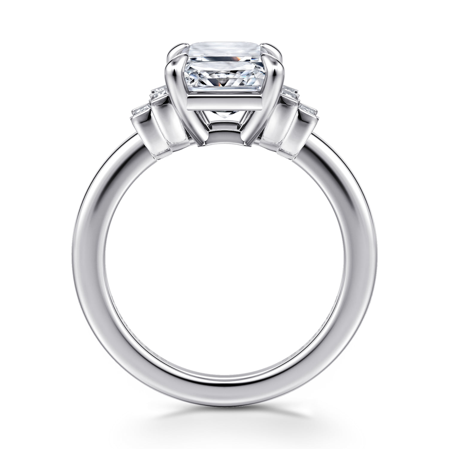 Emerald Diamond Engagement Ring in 14K White Gold, photograph 2