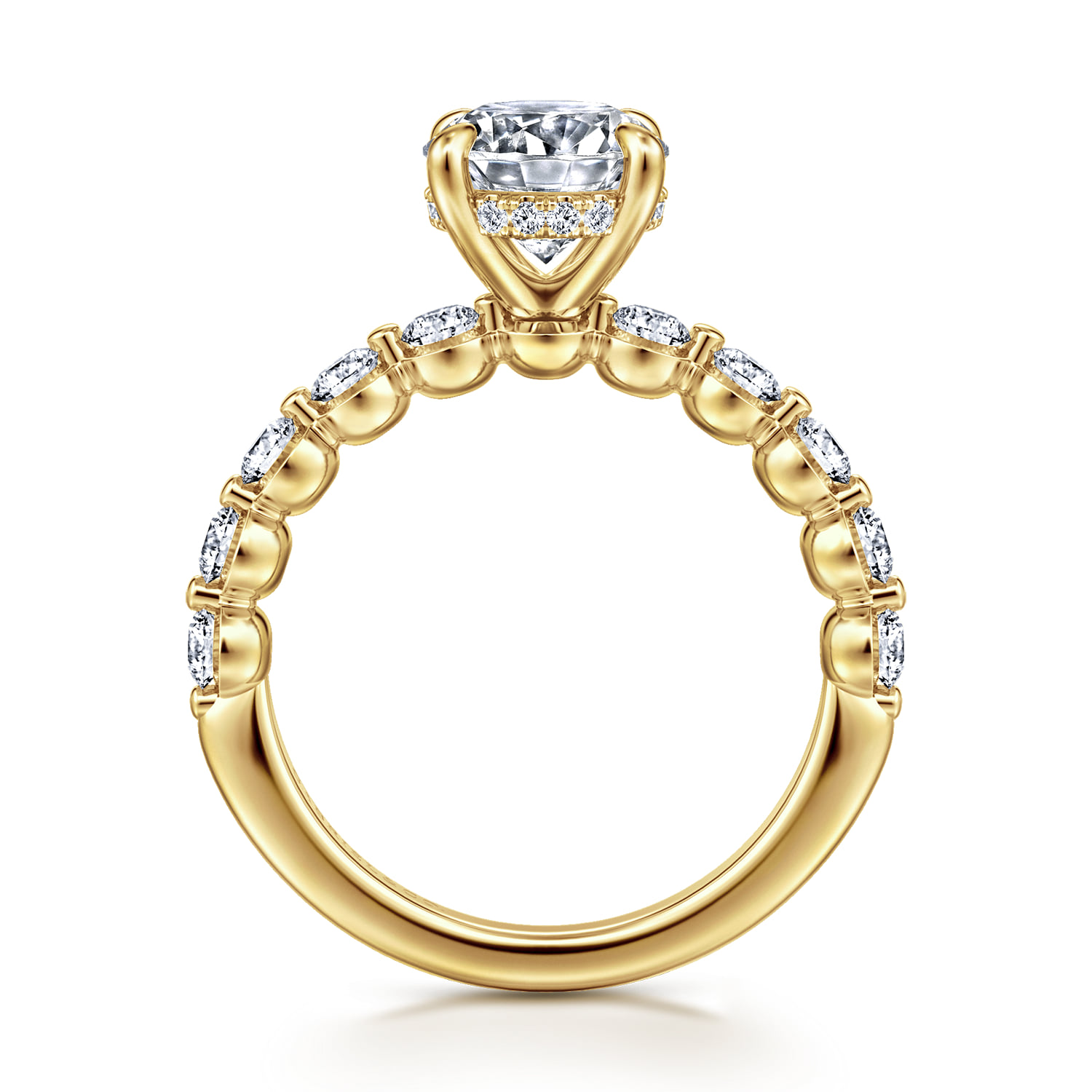 Round Diamond Engagement Ring in 14K Yellow Gold, photograph 2