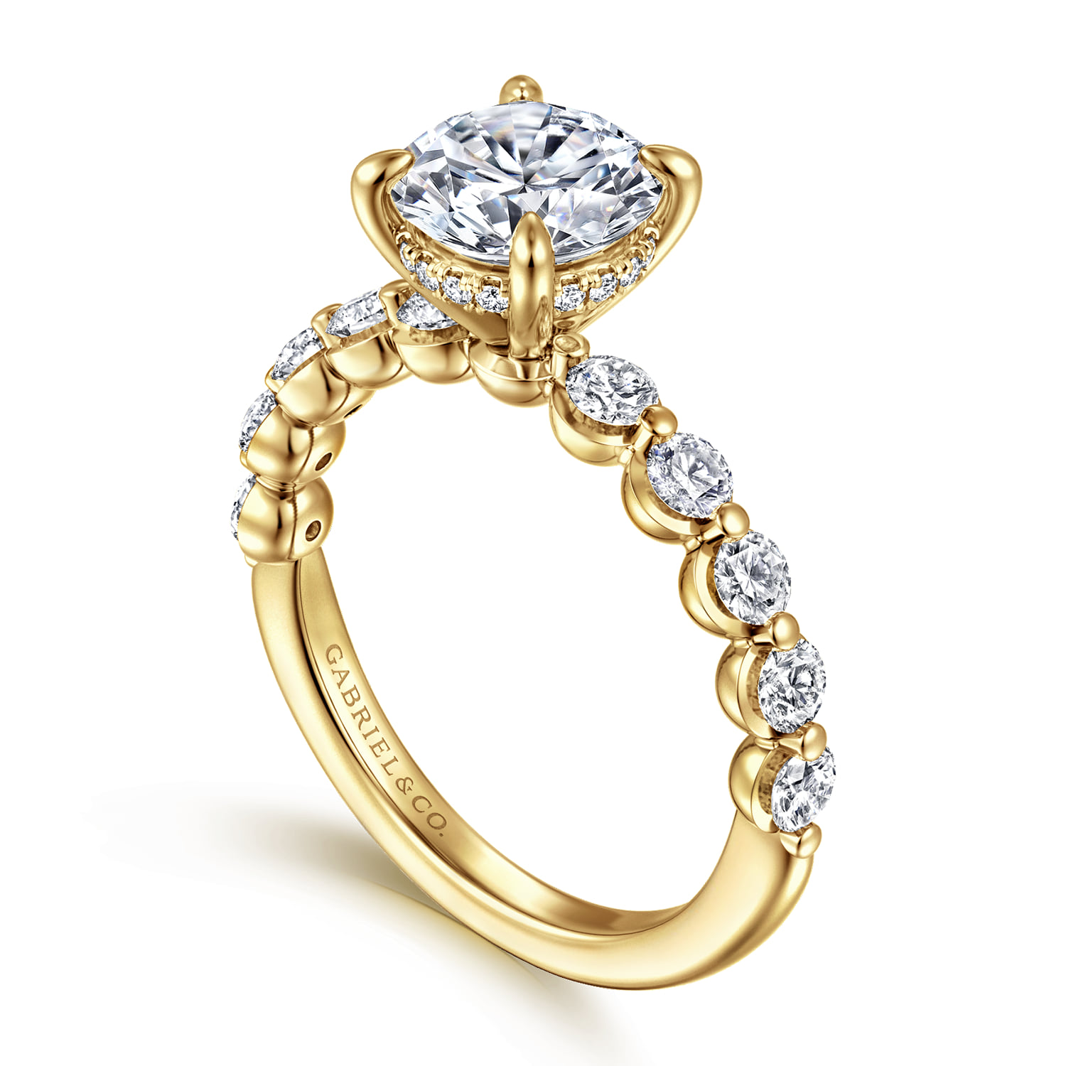 Round Diamond Engagement Ring in 14K Yellow Gold, photograph 3