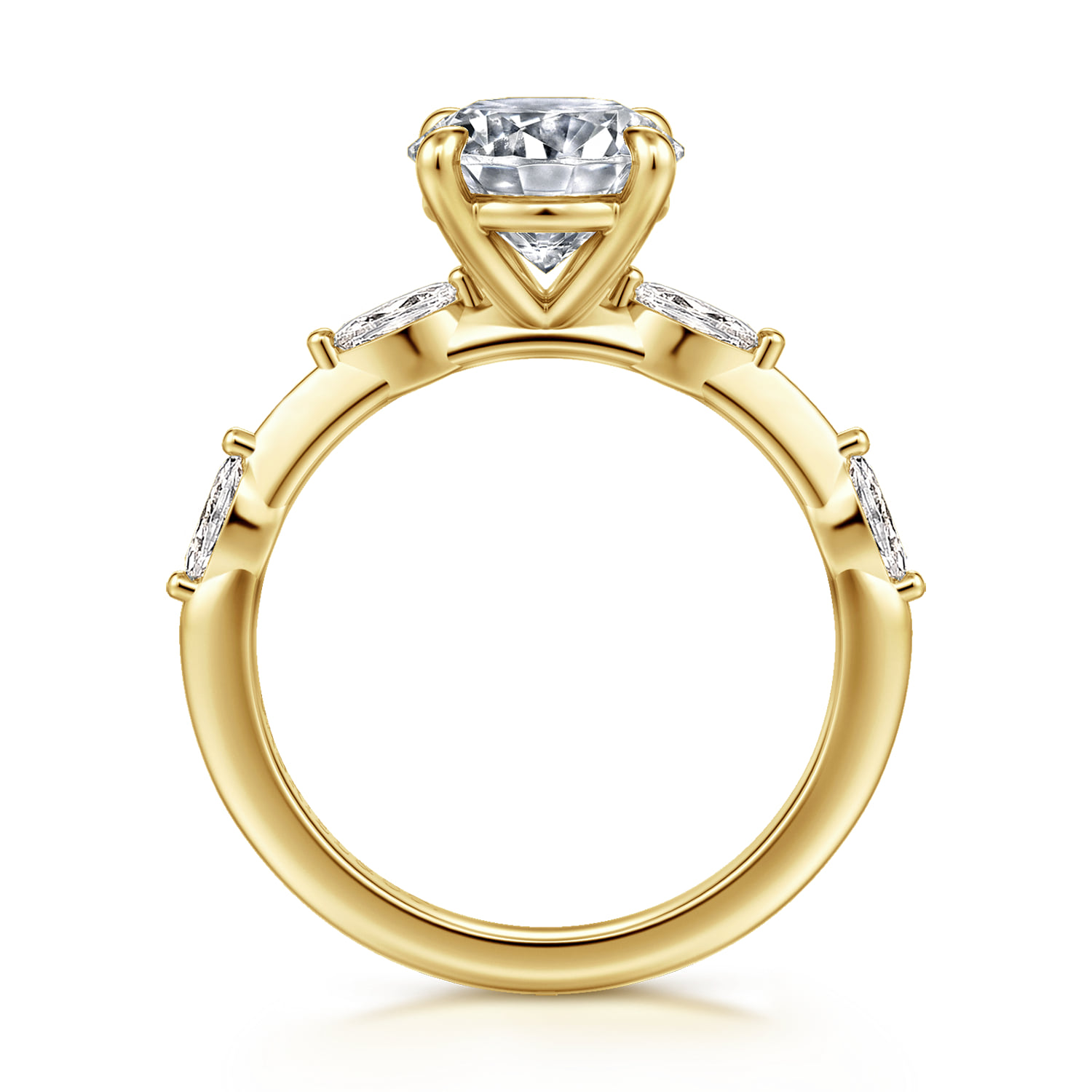Round Diamond Engagement Ring in 14K Yellow Gold, photograph 2