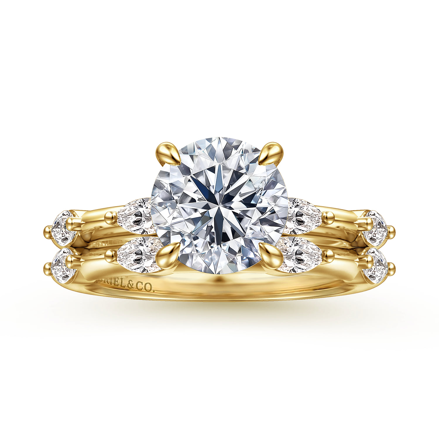 Round Diamond Engagement Ring in 14K Yellow Gold, photograph 4