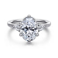 Blaise - 14K White Gold Oval Three Stone Diamond Engagement Ring