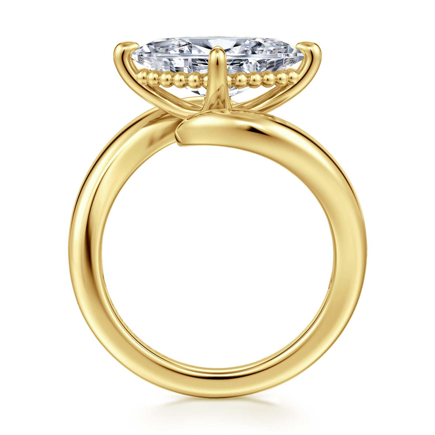 Marquise Bypass Diamond Engagement Ring in 14K Yellow Gold, photograph 2