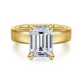 Argentina - 14K Yellow Gold Hidden Halo Emerald Cut Diamond Engagement Ring
