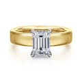 Argentina - 14K White-Yellow Gold Hidden Halo Emerald Cut Diamond Engagement Ring