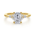 Arletta - 14K Yellow Gold Emerald Cut Diamond Engagement Ring
