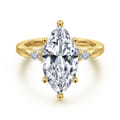 Arletta - 14K Yellow Gold 6 Prong Marquise Shape Diamond Engagement Ring