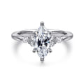 Arletta - 14K White Gold 6 Prong Marquise Shape Diamond Engagement Ring