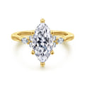 Arletta - 14K Yellow Gold 6 Prong Marquise Shape Diamond Engagement Ring