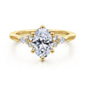 Arletta - 14K Yellow Gold 6 Prong Oval Shape Diamond Engagement Ring