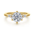 Arletta - 14K Yellow Gold 6 Prong Round Diamond Engagement Ring