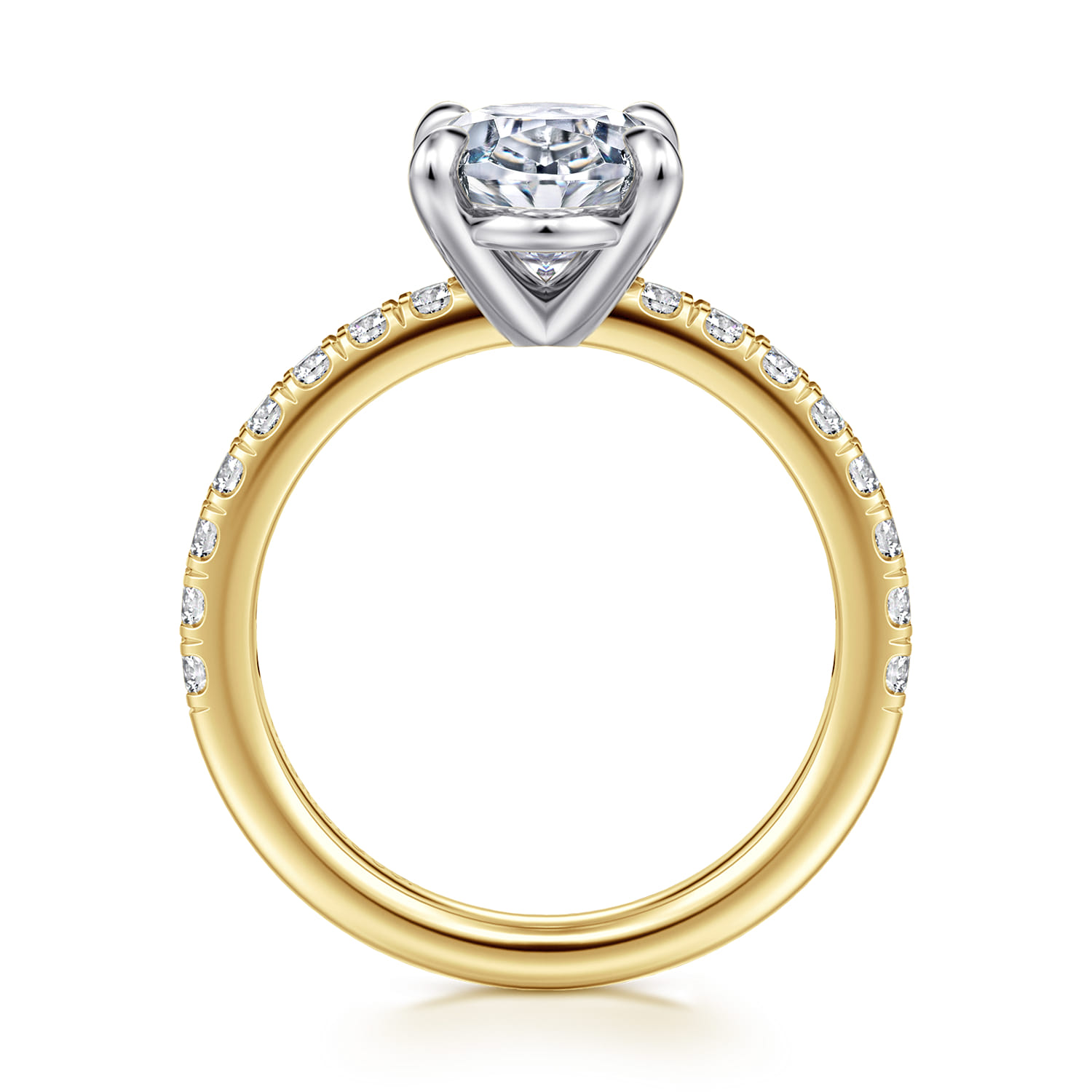 Oval Diamond Engagement Ring in 14K White/Yellow Gold, photograph 2