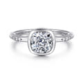 Aspen - 14K White Gold Bezel Set Cushion Cut Diamond Engagement Ring