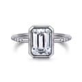 Aspen - 14K White Gold Bezel Set Emerald Cut Diamond Engagement Ring