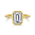Aspen - 14K Yellow Gold Bezel Set Emerald Cut Diamond Engagement Ring