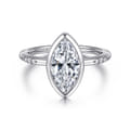 Aspen - 14K White Gold Bezel Set Marquise Shape Diamond Engagement Ring