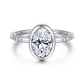 Aspen - 14K White Gold Bezel Set Oval Diamond Engagement Ring