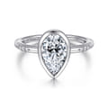 Aspen - 14K White Gold Bezel Set Pear Shape Diamond Engagement Ring