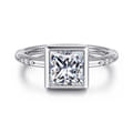Aspen - 14K White Gold Bezel Set Princess Cut Diamond Engagement Ring