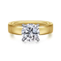 Aura - 14K White-Yellow Gold Round Solitaire Diamond Engagement Ring