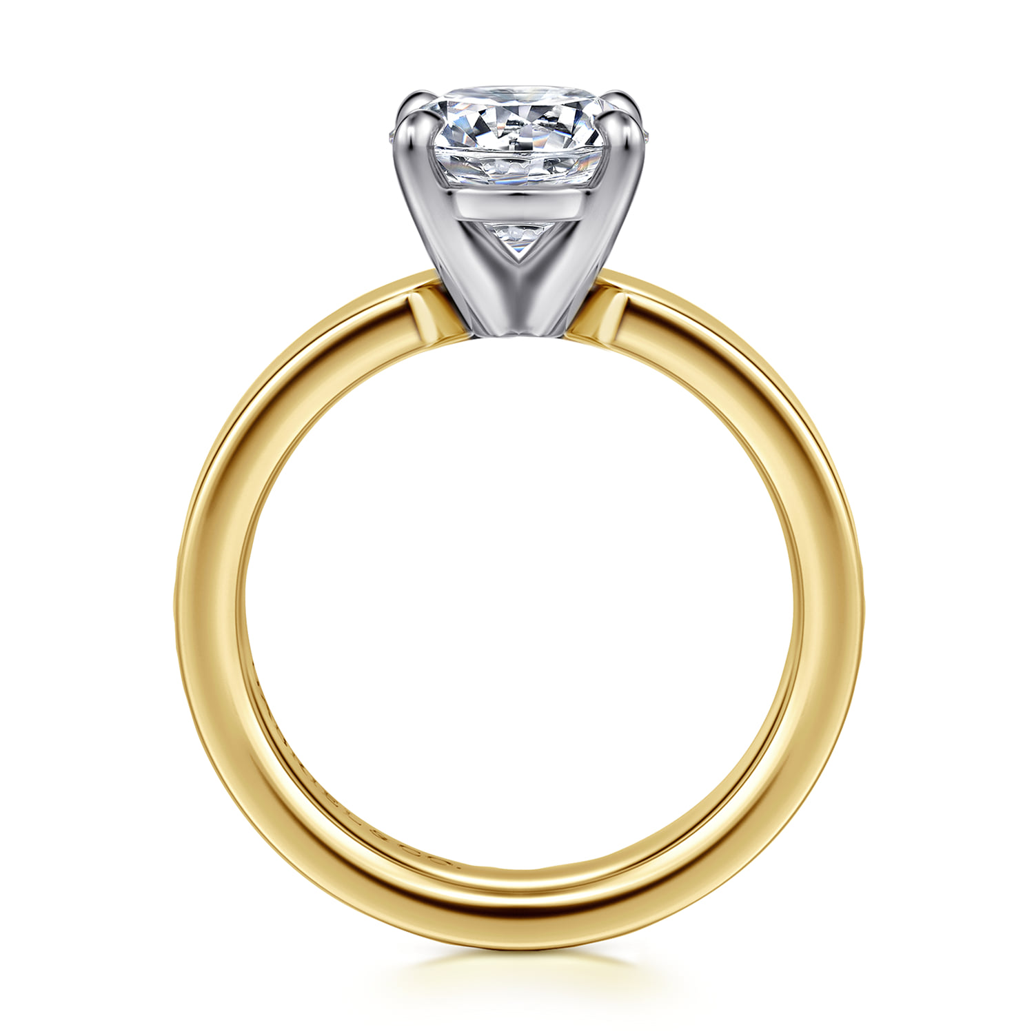 Round Solitaire Diamond Engagement Ring in 14K White/Yellow Gold, photograph 2
