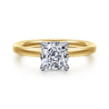 Austria - 14K White-Yellow Gold Cushion Cut Diamond Engagement Ring