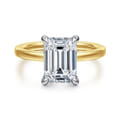 Austria - 14K White-Yellow Gold Emerald Cut Diamond Engagement Ring