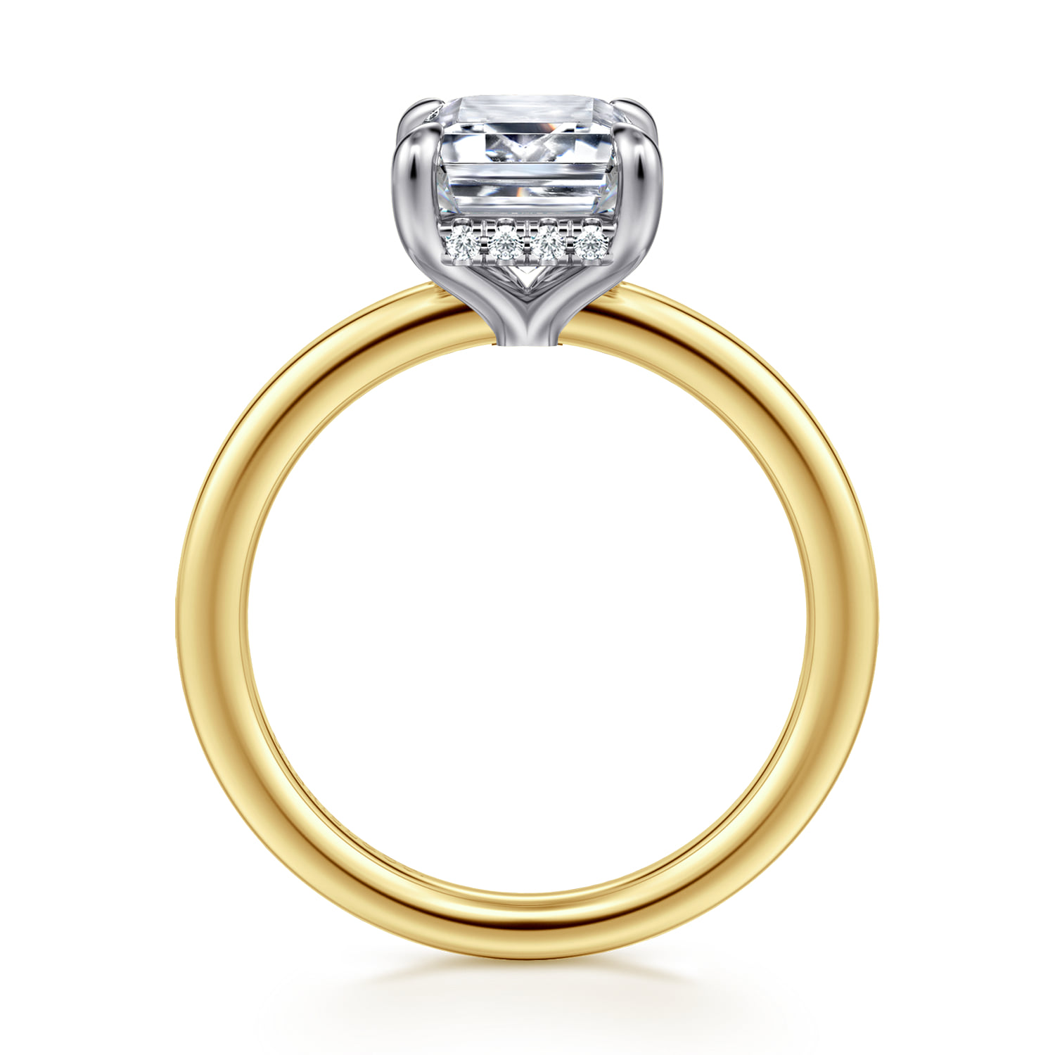 Emerald Diamond Engagement Ring in 14K White/Yellow Gold, photograph 2