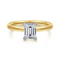 Austria - 14K White-Yellow Gold Hidden Halo Emerald Cut Diamond Engagement Ring