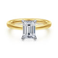Austria - 14K White-Yellow Gold Hidden Halo Emerald Cut Diamond Engagement Ring