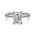 Austria - 14K White Gold Emerald Cut Diamond Engagement Ring