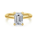 Austria - 14K Yellow Gold Hidden Halo Emerald Cut Diamond Engagement Ring