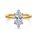 Austria - 14K White-Yellow Gold Marquise Shape Diamond Engagement Ring